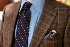 Navy & White Polka Dot Wool Challis Tie