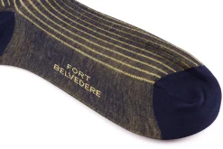 Navy & Yellow Shadow Stripe Lightweight Cotton Socks