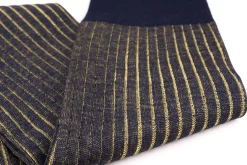Navy & Yellow Shadow Stripe Lightweight Cotton Socks