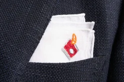 Negroni Cocktail Hand Embroidered White Linen Pocket Square