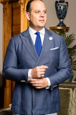 Ocean Blue Zigzag Silk Knit Tie
