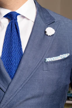 Ocean Blue Zigzag Silk Knit Tie