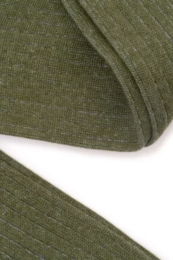 Olive Green & Light Gray Shadow Stripe Midweight Cotton Socks