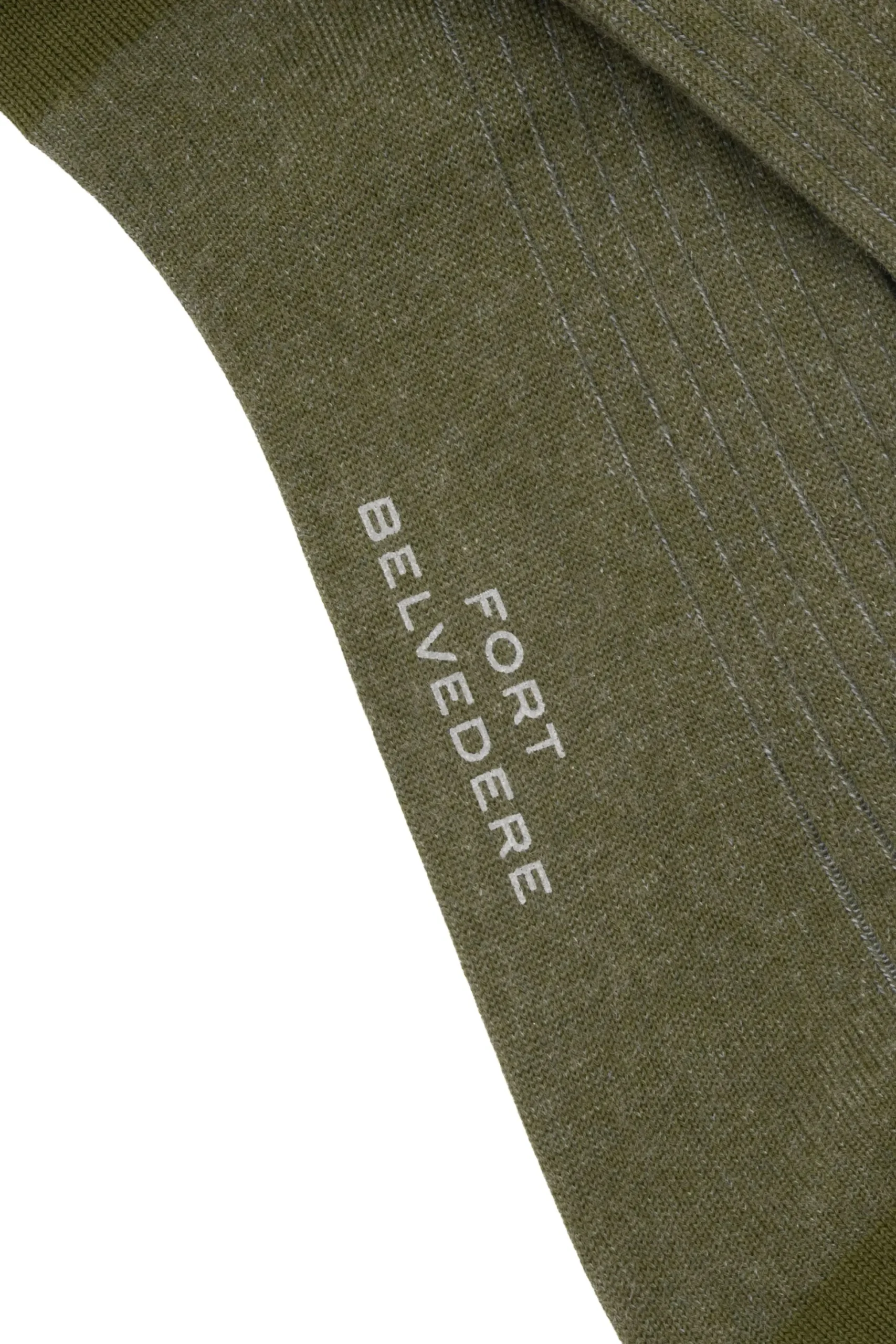 Olive Green & Light Gray Shadow Stripe Midweight Cotton Socks