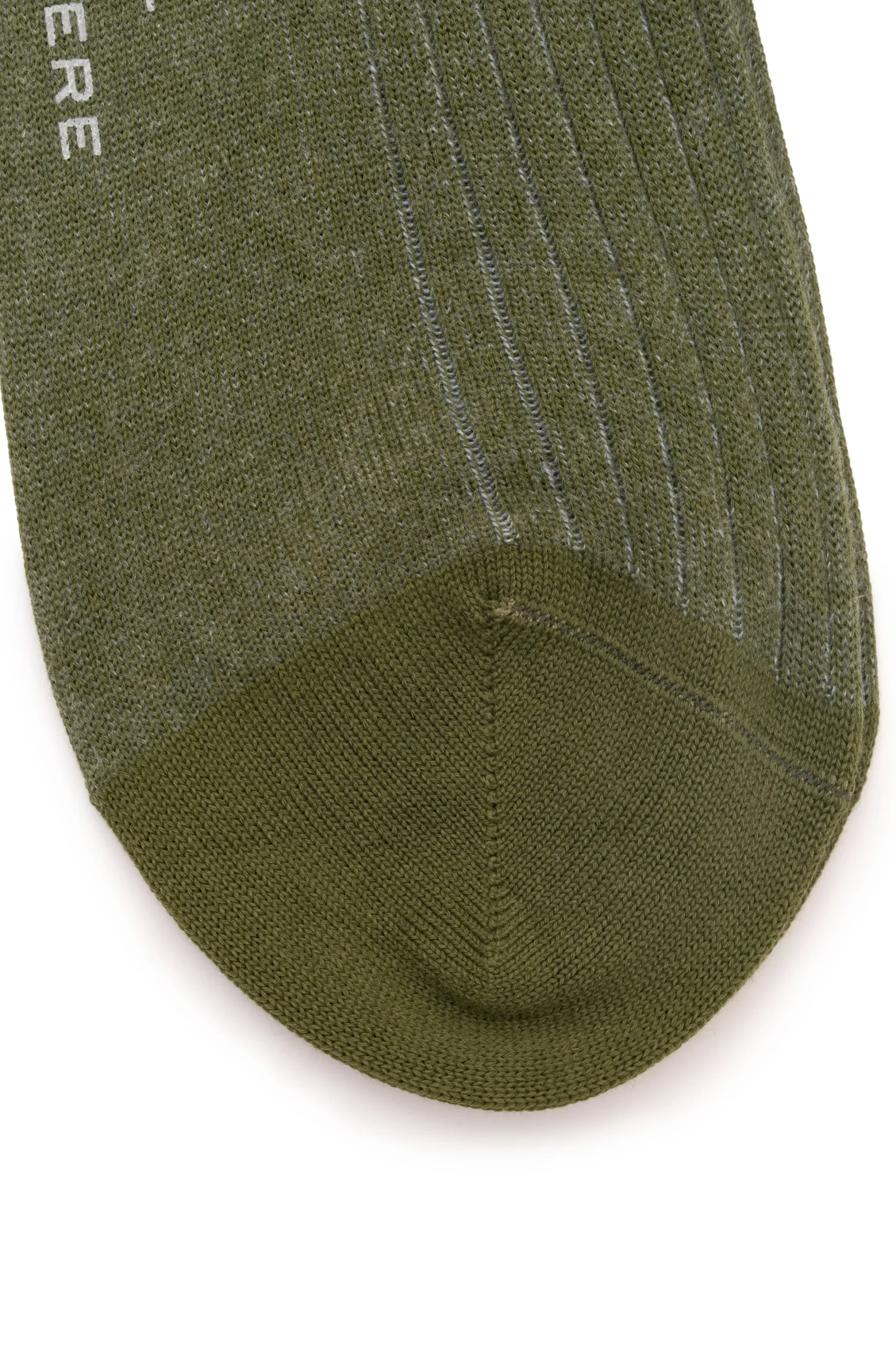 Olive Green & Light Gray Shadow Stripe Midweight Cotton Socks