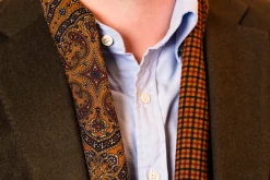 Orange & Blue Reversible Silk Wool Scarf