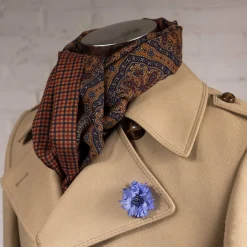 Orange & Blue Reversible Silk Wool Scarf