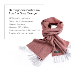 Orange Herringbone Cashmere Scarf