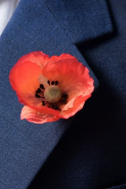 Orange Red Poppy Boutonnière Flower