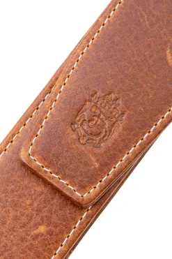 3-Pen Saddle Brown Dumont Full-Grain Leather Pen Case