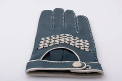 Petrol Blue & Cream Driving Gloves in Lamb Nappa Leather