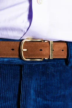 Polo Brown Suede Calf Leather Belt