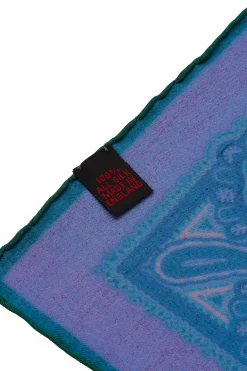Purple Diamond and Paisley Green Contrast Edge Madder Silk Pocket Square