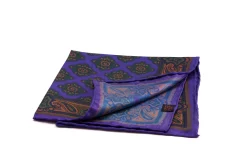 Purple Diamond & Paisley Madder Silk Pocket Square