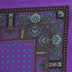 Purple Dotted Paisley Silk Pocket Square