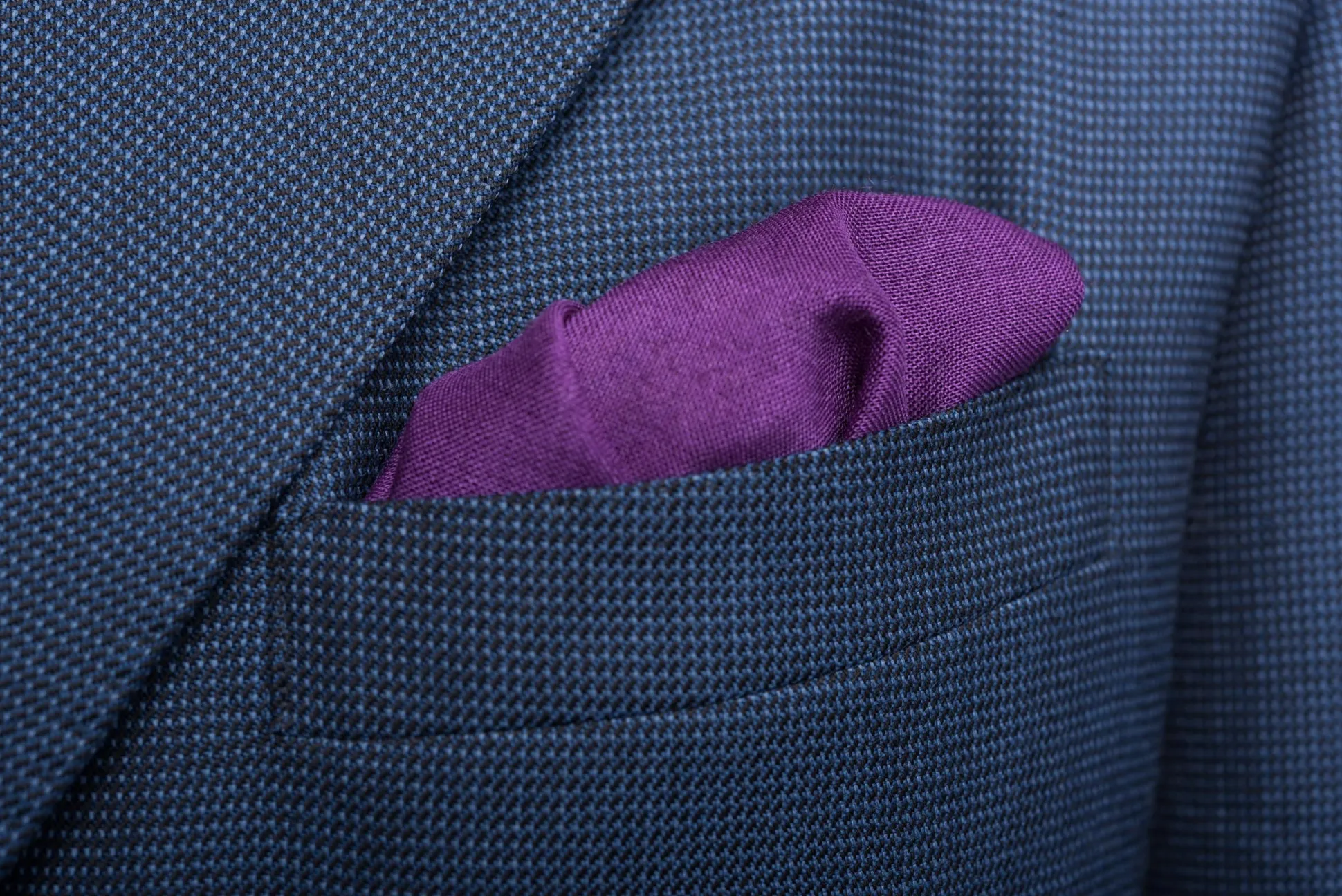 Purple & Orange Medallion Silk Wool Pocket Square