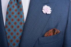 Purple & Orange Medallion Silk Wool Pocket Square