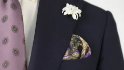 Purple Reversible Pheasant & Paisley Silk Pocket Square