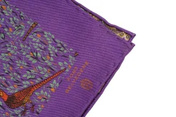 Purple Reversible Pheasant & Paisley Silk Pocket Square