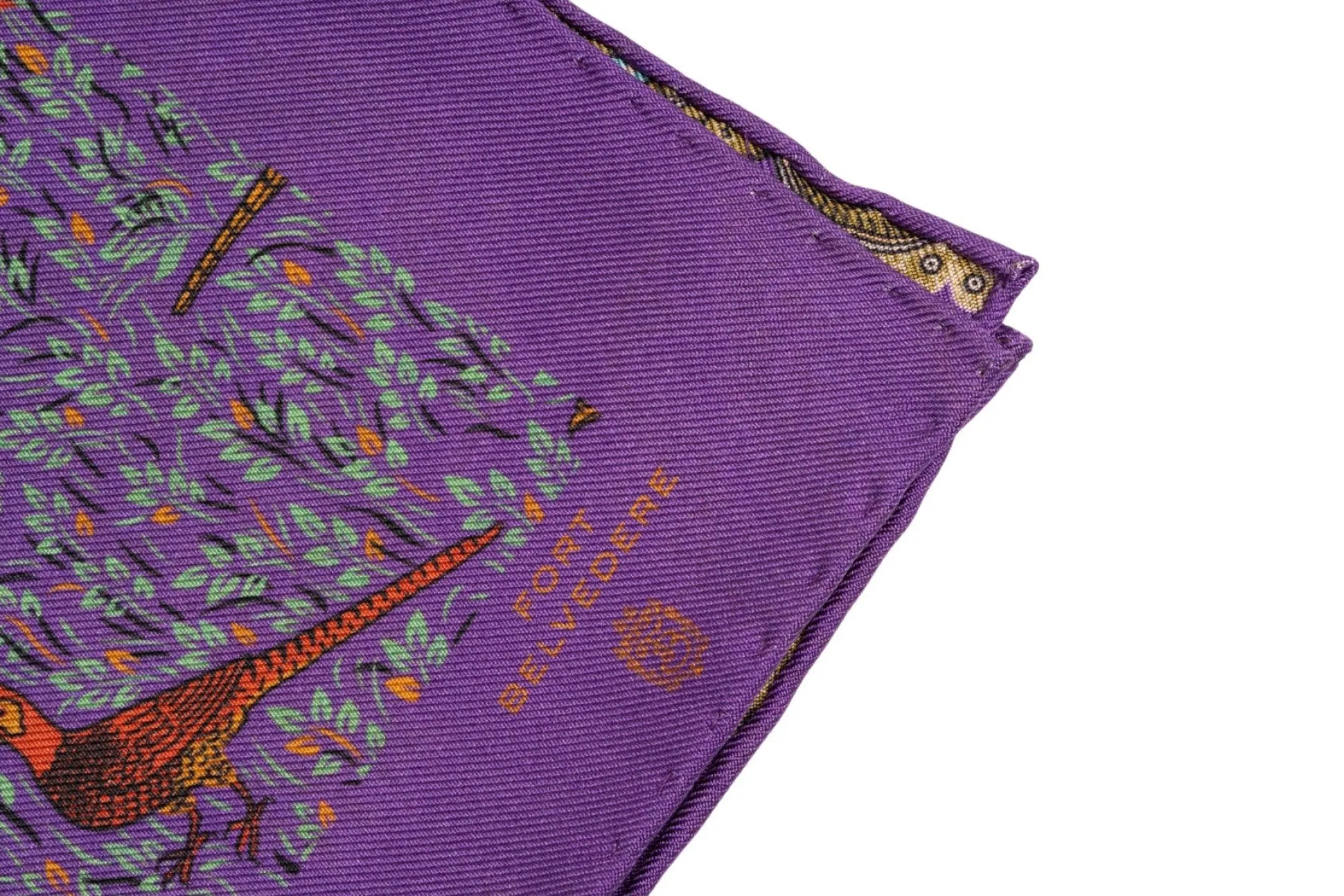 Purple Reversible Pheasant & Paisley Silk Pocket Square