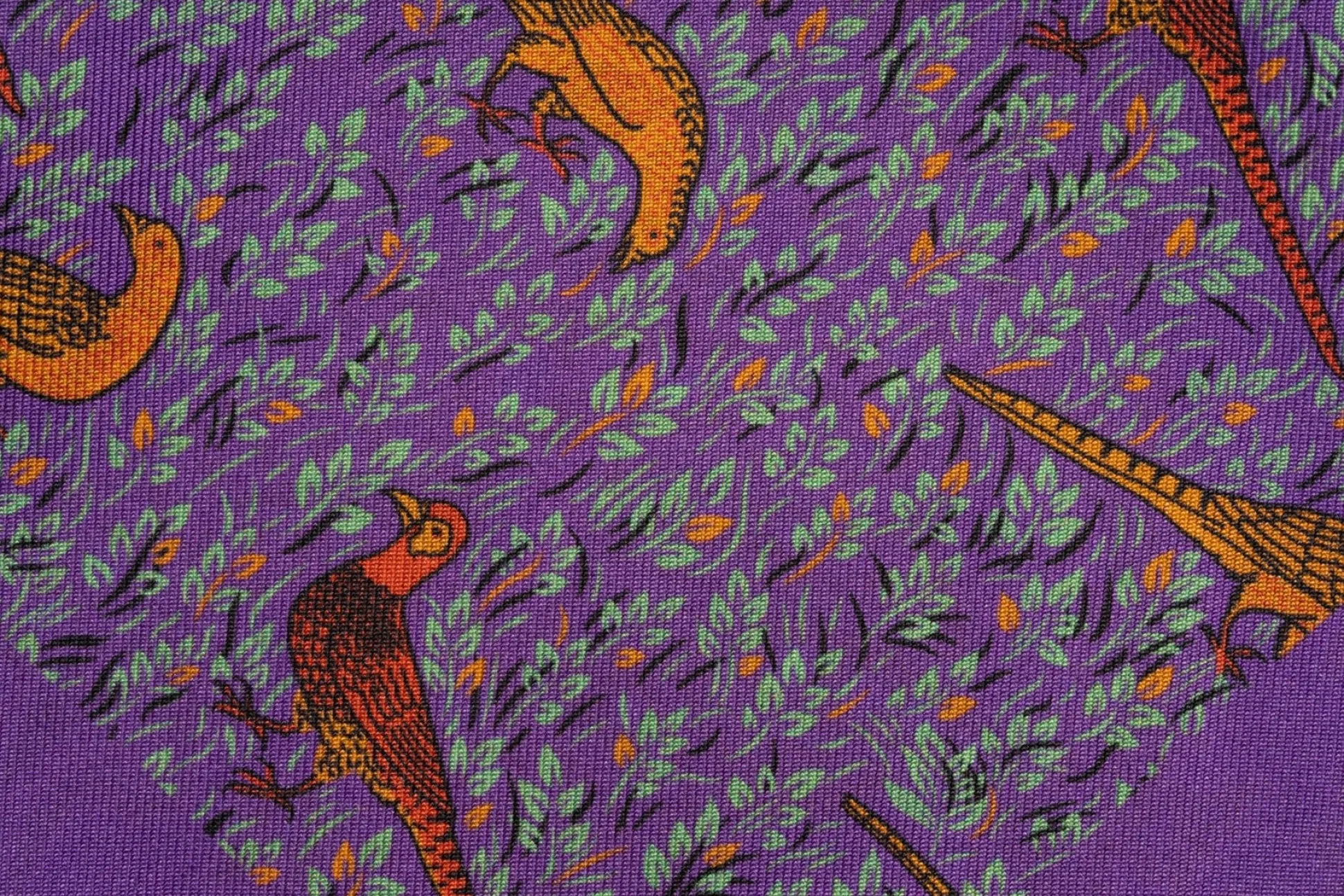 Purple Reversible Pheasant & Paisley Silk Pocket Square