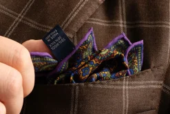 Purple & Yellow Medallion Silk-Wool Pocket Square