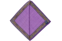 Purple & Yellow Medallion Silk-Wool Pocket Square