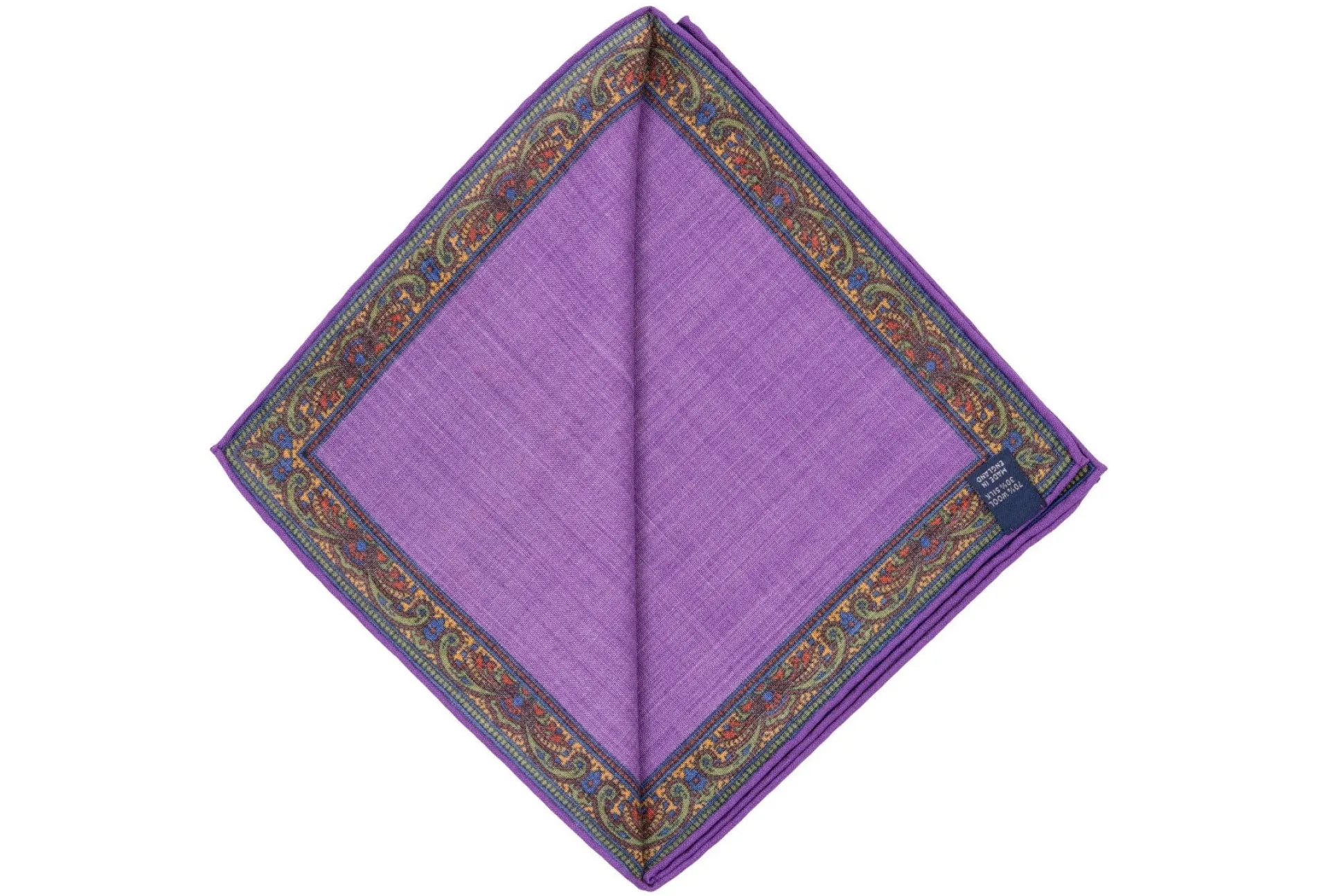 Purple & Yellow Medallion Silk-Wool Pocket Square
