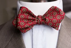 Red & Buff Neats Ancient Madder Silk Bow Tie