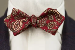 Red & Buff Paisley Ancient Madder Silk Bow Tie