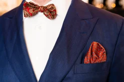 Red & Buff Paisley Ancient Madder Silk Bow Tie