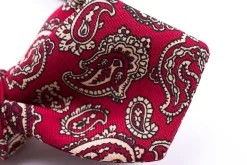 Red & Buff Paisley Ancient Madder Silk Bow Tie