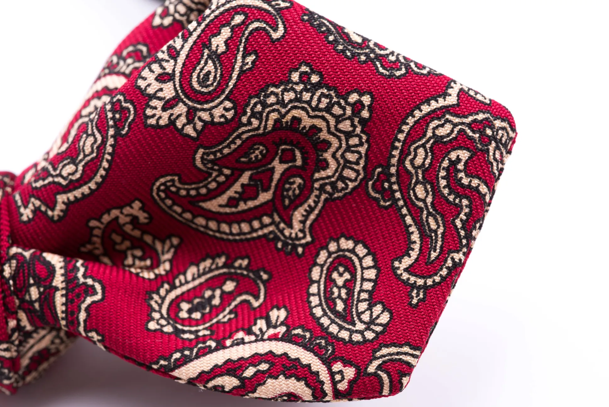 Red & Buff Paisley Ancient Madder Silk Bow Tie