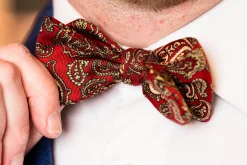 Red & Buff Paisley Ancient Madder Silk Bow Tie