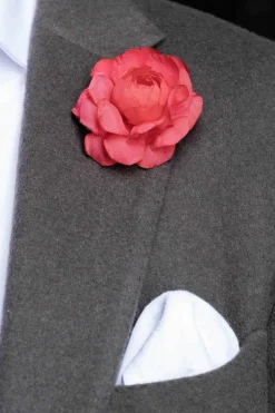 Red Camellia Boutonnière Flower