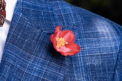 Red Christmas Rose Boutonnière Flower