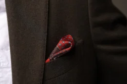 Red Dotted & Paisley Motif Silk Pocket Square