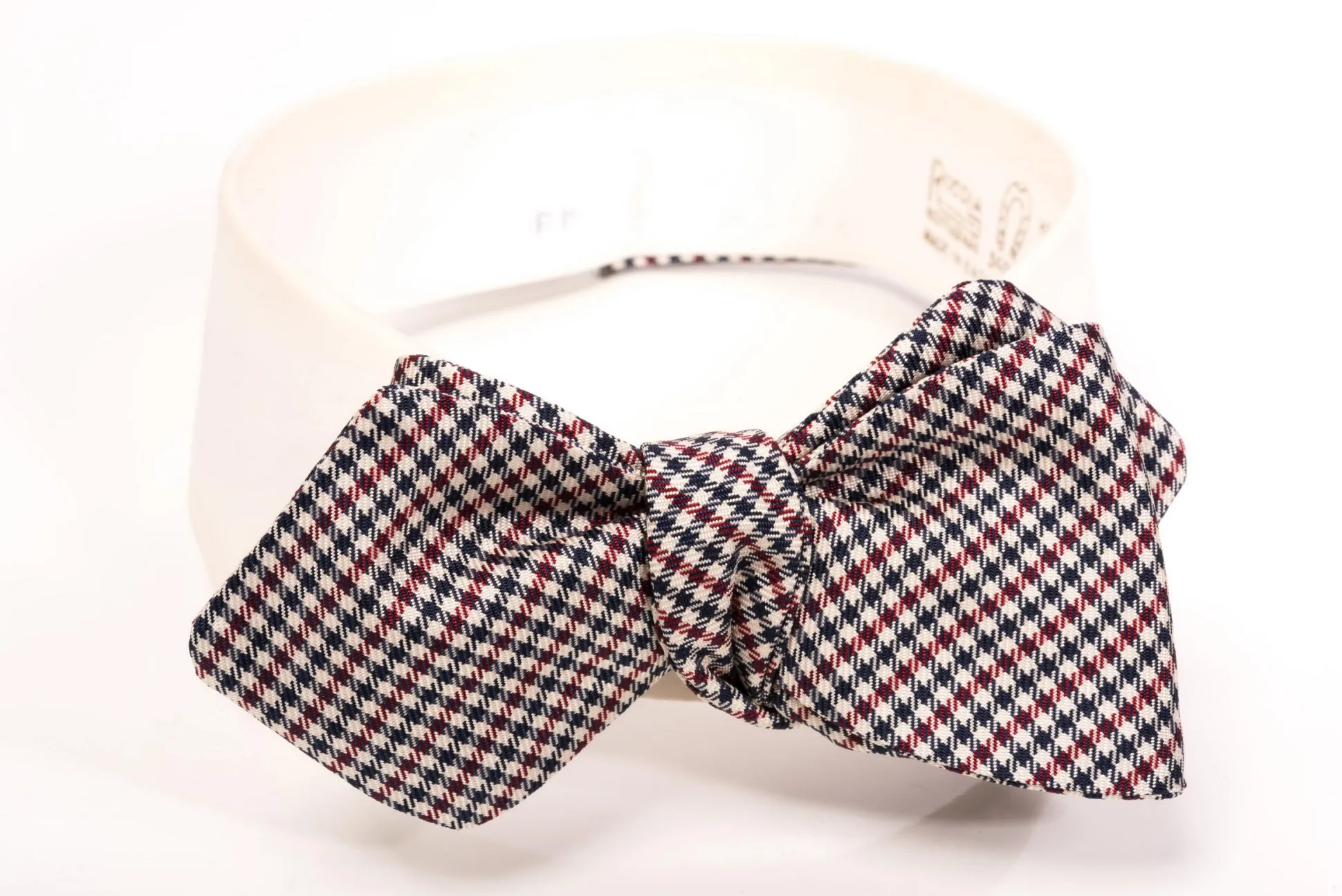 Red, White & Blue Shepherd's Check Silk Diamond Bow Tie