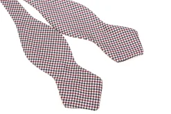 Red, White & Blue Shepherd's Check Silk Diamond Bow Tie