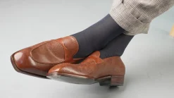 Rich Navy Silk Formal Socks