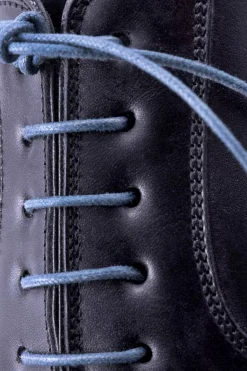 Round Blue-Gray Waxed Cotton Shoelaces