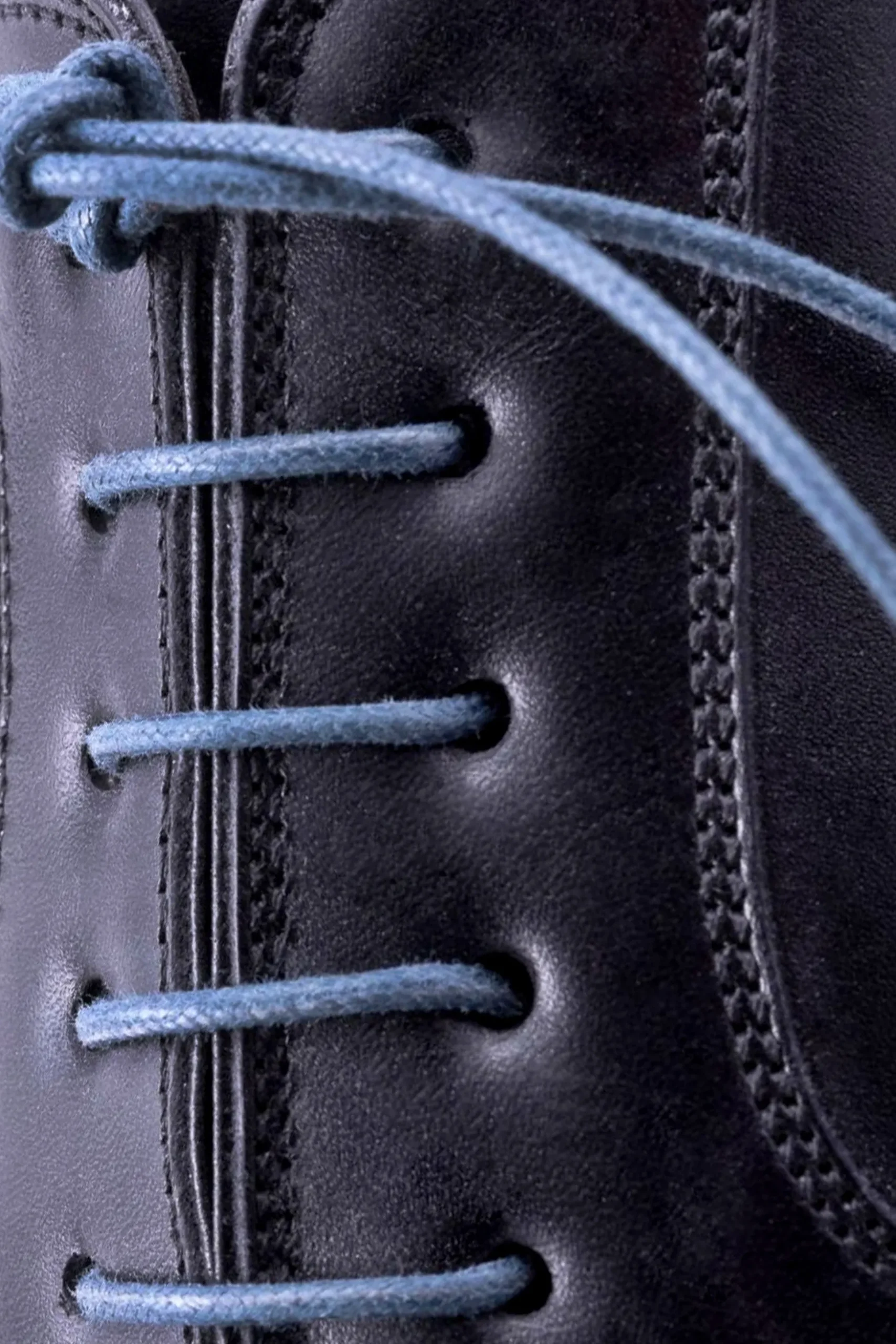 Round Blue-Gray Waxed Cotton Shoelaces