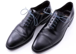Round Blue-Gray Waxed Cotton Shoelaces