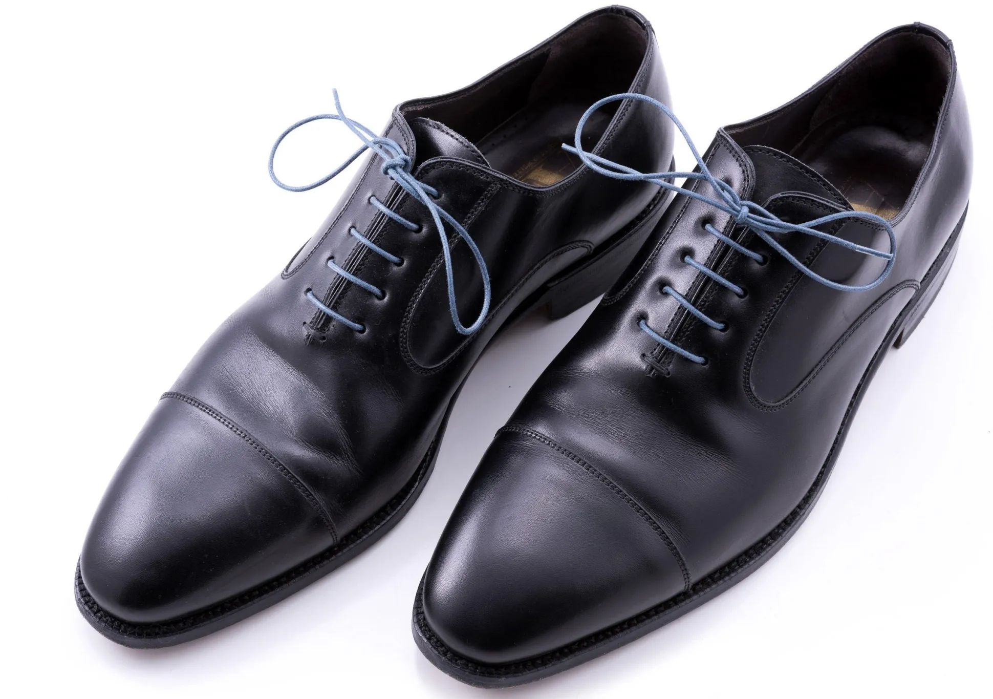 Round Blue-Gray Waxed Cotton Shoelaces