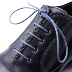 Round Blue-Gray Waxed Cotton Shoelaces