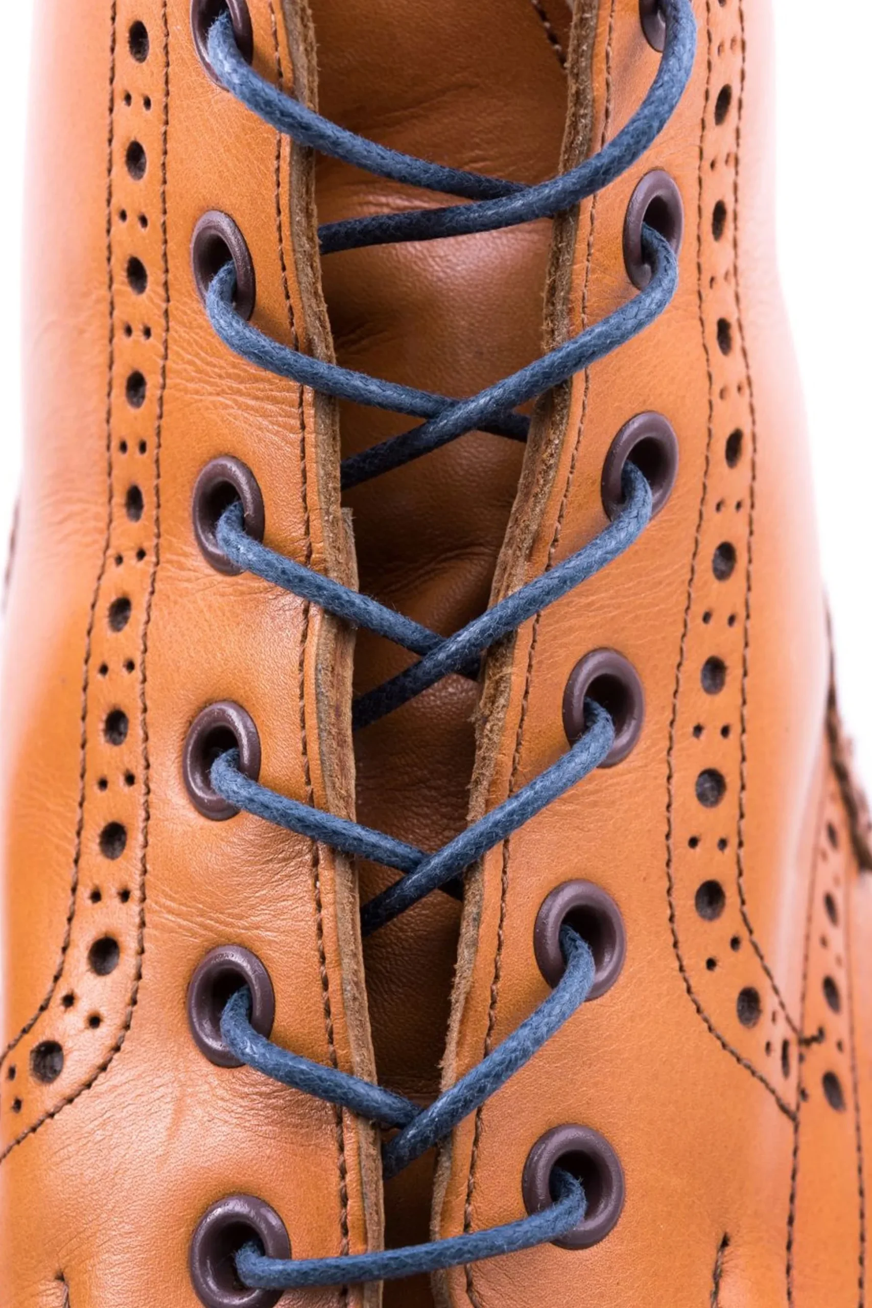 Round Blue-Gray Waxed Cotton Shoelaces
