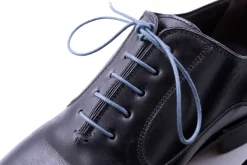 Round Blue-Gray Waxed Cotton Shoelaces