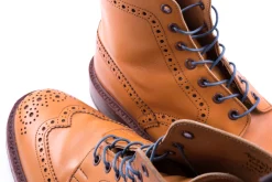 Round Blue-Gray Waxed Cotton Shoelaces