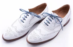 Round Blue-Gray Waxed Cotton Shoelaces