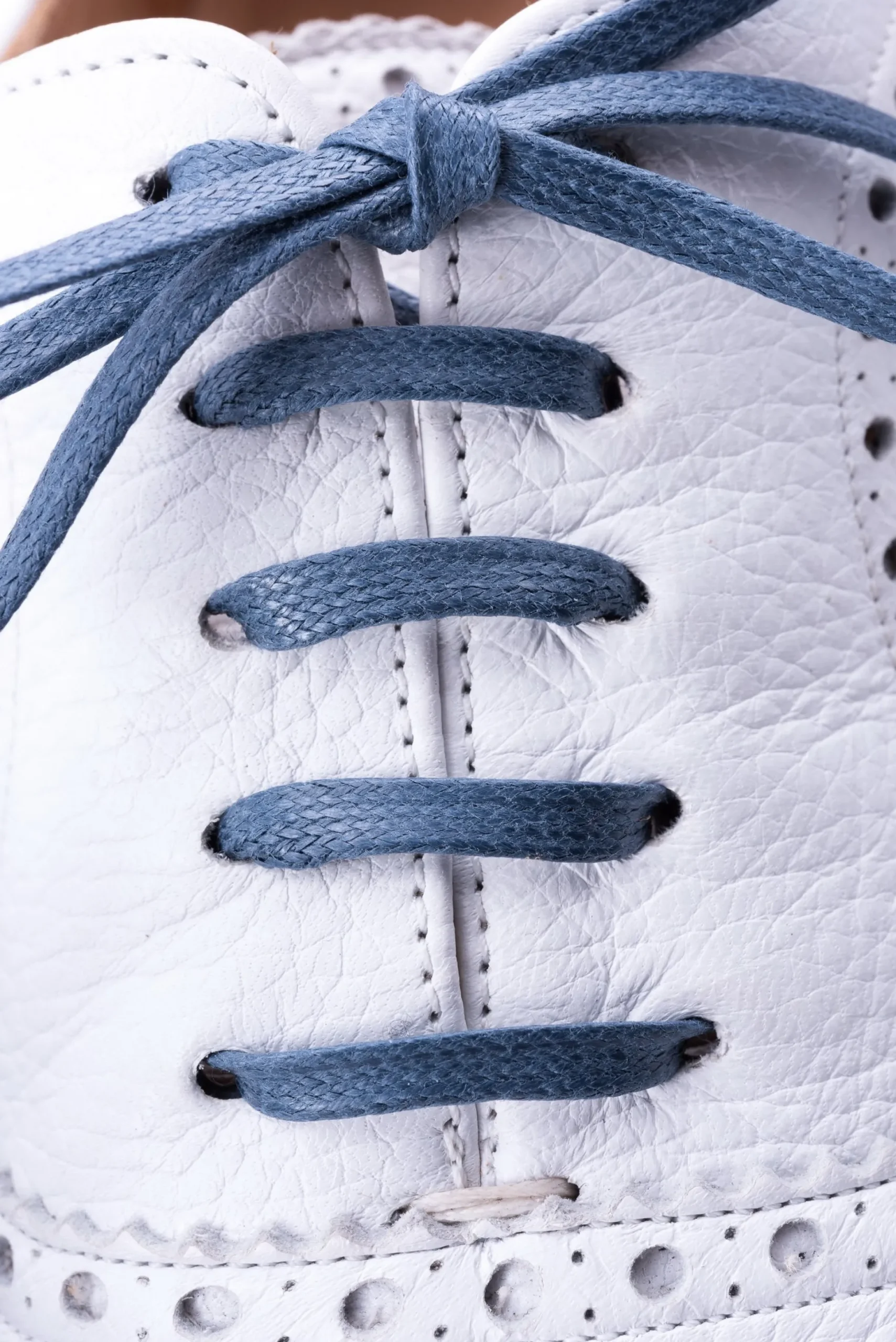 Round Blue-Gray Waxed Cotton Shoelaces